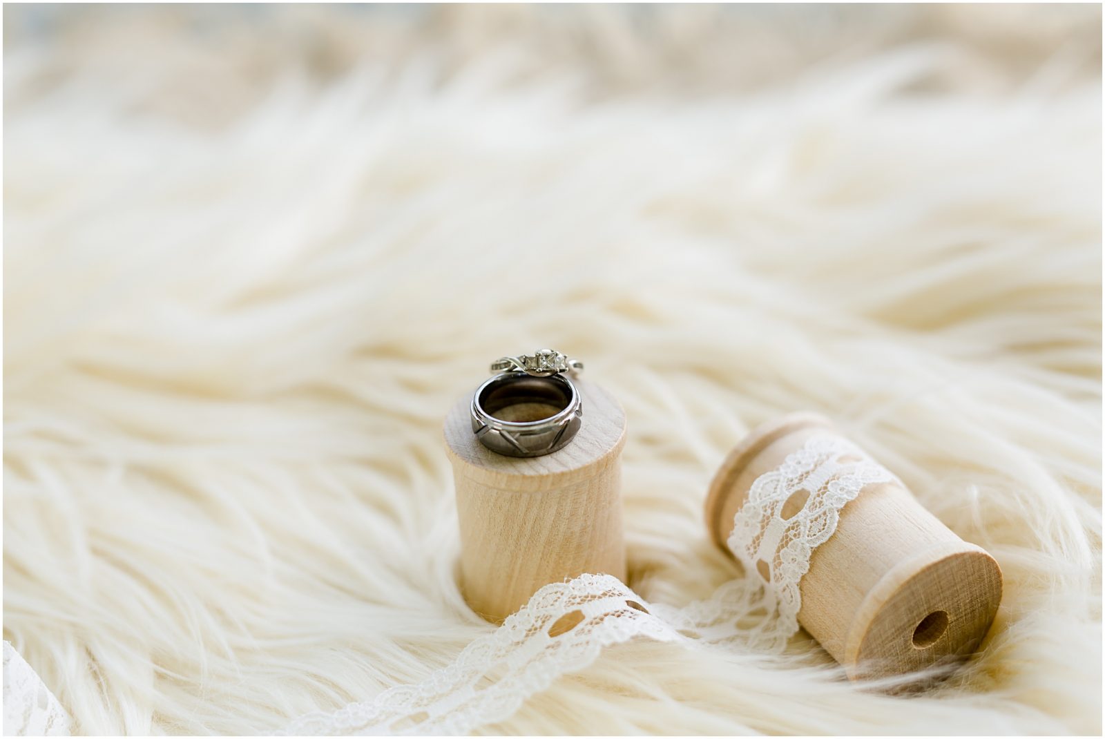 wooden spool with rings