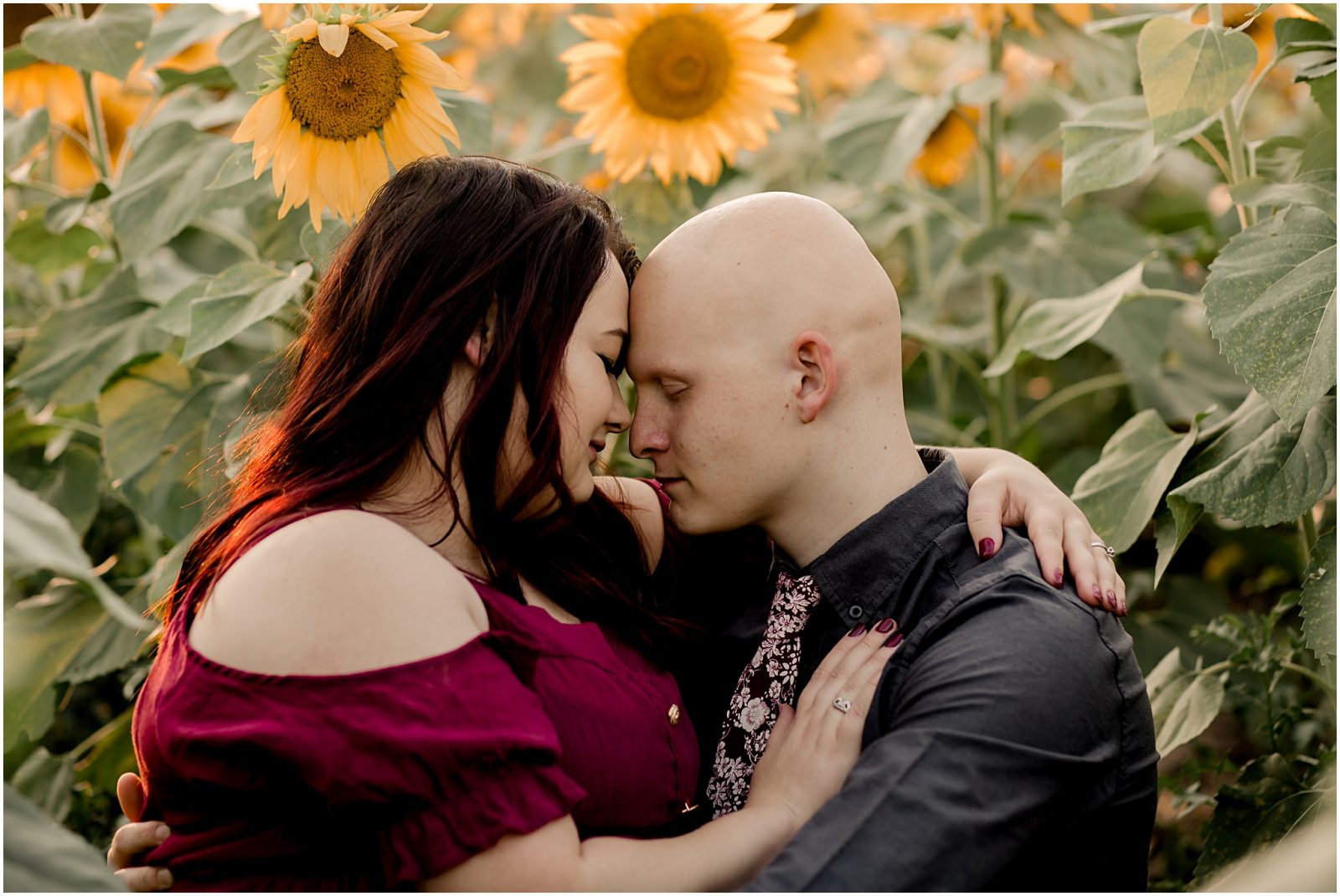 engagement session in sunflowers