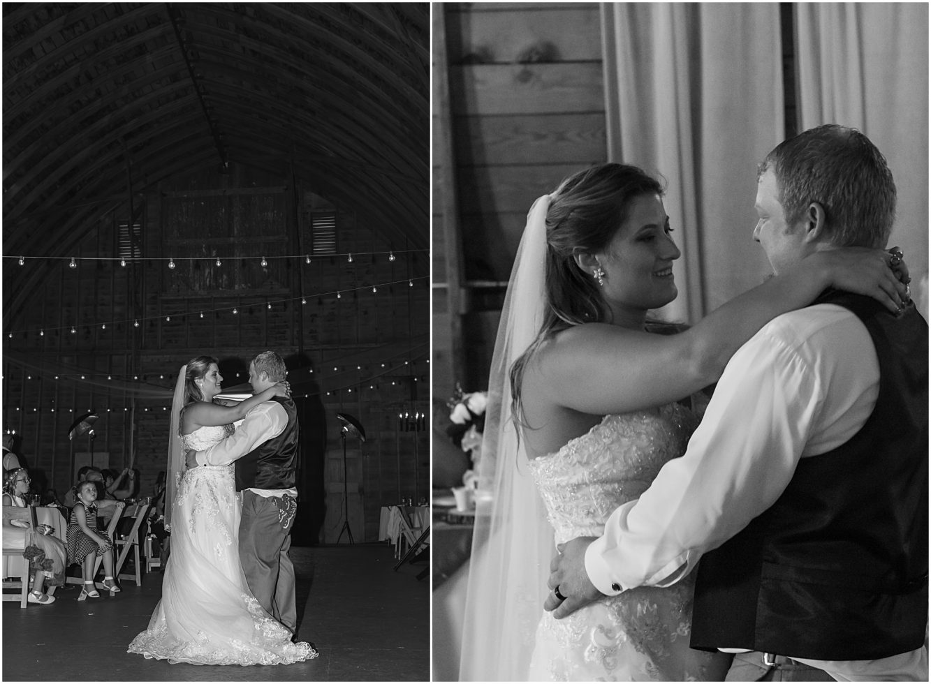 bride and groom dancing