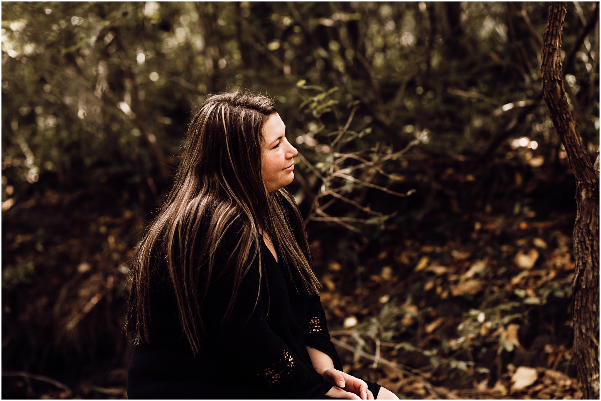 Senior session in the wood by a creek